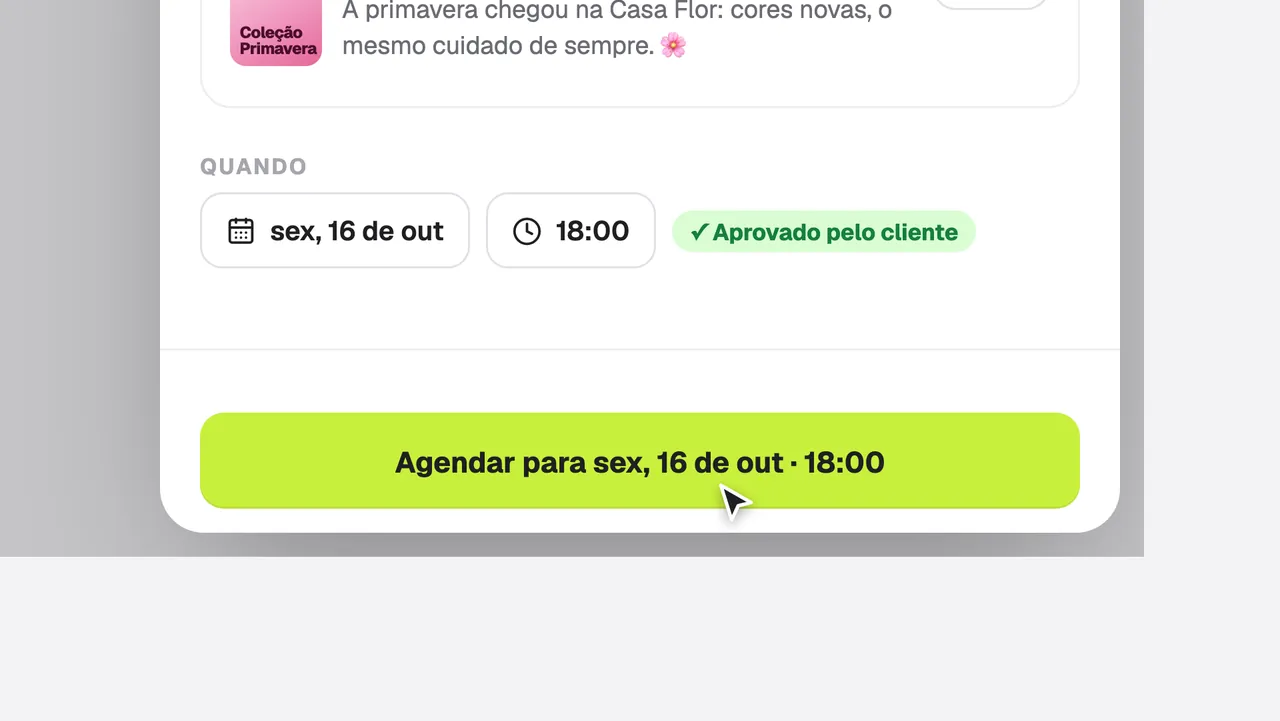 Tela do Postsy: agendar, aprovar, calendário e resultados